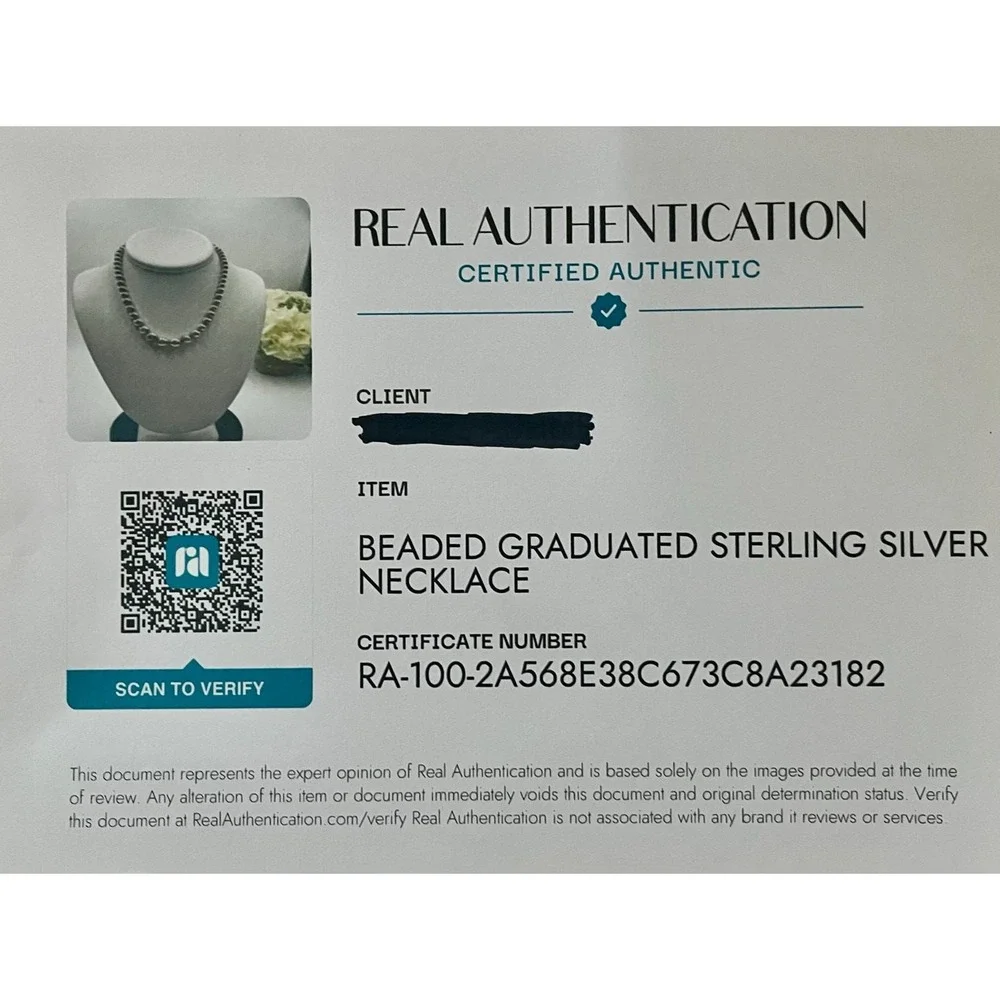 Tiffany & Co Authenticated Hardwear Sterling‎ Graduated Beaded Soldered Necklace